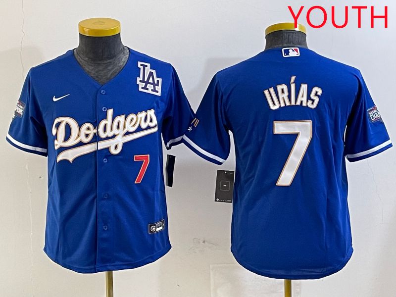 Youth Los Angeles Dodgers #7 Urias Blue Gold 2025 Nike MLB Jersey style 5